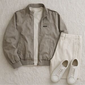 Members Only Racer Jacket Lightweight Zip Front Taupe XL 2X